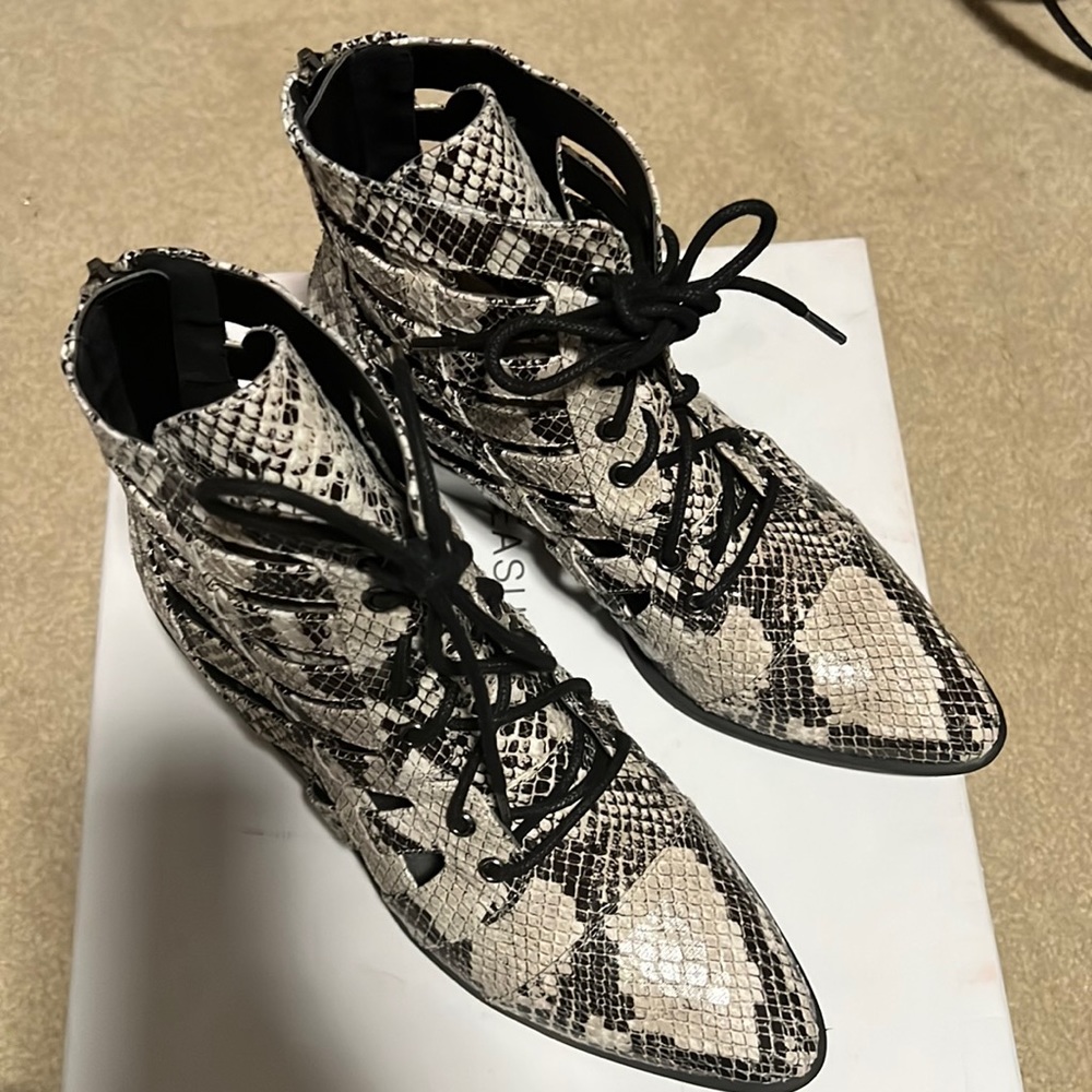 Snakeskin booties